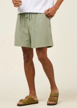 Short en coton bio piqué | vert "essingen waffle iceberg green"