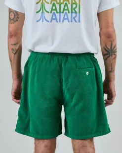 Short en coton bio | vert "baby cord shorts green - green"