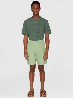 Short en coton bio | vert "flint wide slub yarn shorts shale green"