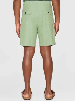 Short en coton bio | vert "flint wide slub yarn shorts shale green"