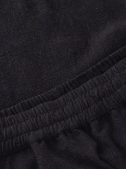 Short en ecovero et lin | noir "posey linen-mix shorts black jet"
