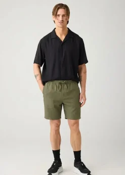 Short en mélange lyocell et lin | vert olive "fig linen-mix shorts burned olive"