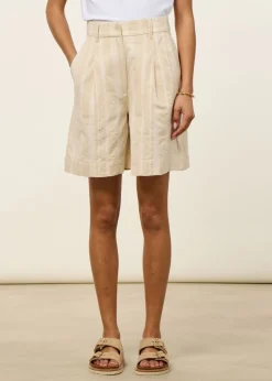 Short large en coton bio | rayé "raw dappled stripes lia shorts"