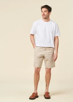 Short léger en coton bio | beige "fig loose poplin elastic waist string shorts light feather gray"