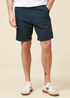 Short léger en coton bio | marine "fig loose poplin elastic waist string shorts total eclipse"