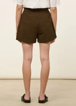 Short seersucker en coton bio | marron "wood seersucker narciso shorts - brown"