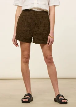 Short seersucker en coton bio | marron "wood seersucker narciso shorts - brown"