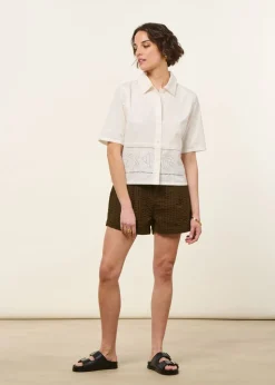 Short seersucker en coton bio | marron 