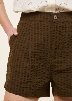 Short seersucker en coton bio | marron 