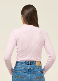 Sous-pull côtelé en coton biologique | rose pâle "alaania knit sweater - pink mist"