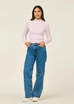 Sous-pull côtelé en coton biologique | rose pâle 