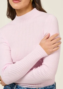 Sous-pull côtelé en coton biologique | rose pâle 