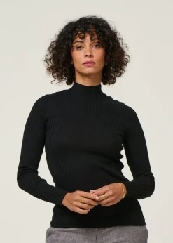 Sous-pull côtelé en coton bio | noir 