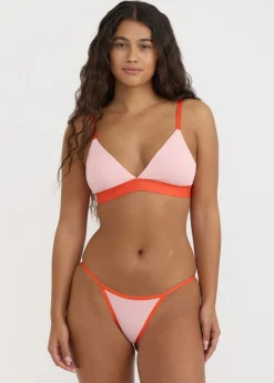 Soutien-gorge en coton biologique | rose "core play triangle bralette - marshmellow pink / vibrant red"