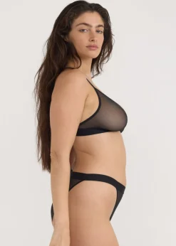 Soutien-gorge en matière recyclée | "mesh triangle bralette - black"