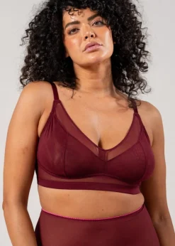 Soutien-gorge en matières recyclées | bordeaux "mesh support+ bralette - burgundy"