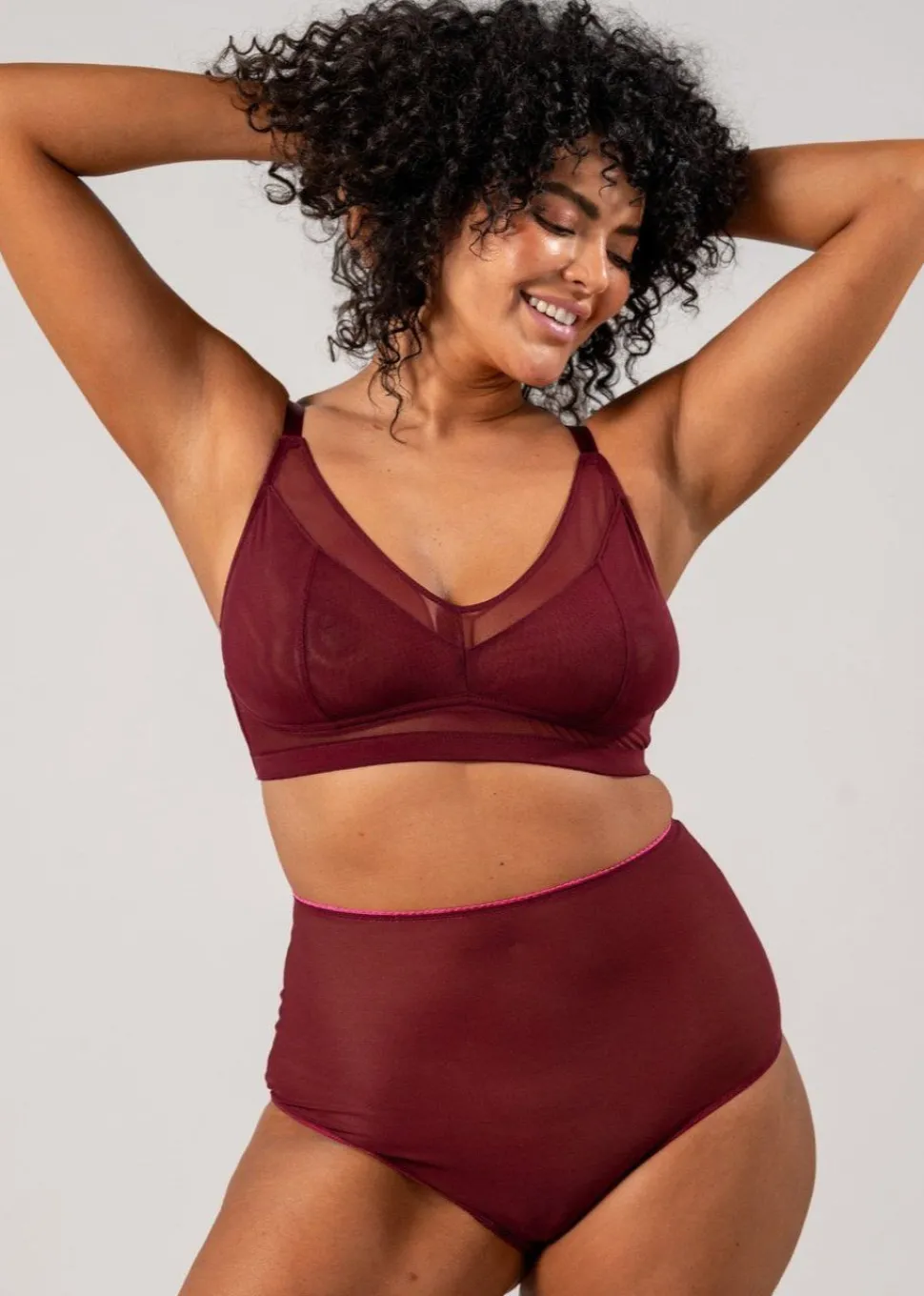 Soutien-gorge en matières recyclées | bordeaux "mesh support+ bralette - burgundy"
