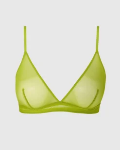 Soutien gorge triangle en matières recyclées | vert "mesh triangle bralette - matcha"