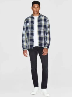 Surchemise à carreaux en coton bio | bleu "checked overshirt blue check"