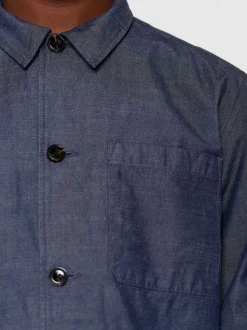Surchemise en coton bio | bleu " slub yarn overshirt night sky"