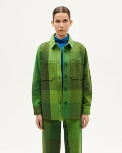 Surchemise en coton bio | vert "central blanket norita overshirt - multicolor"