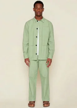 Surchemise en coton bio | vert "slub yarn overshirt shale green"