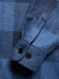Surchemise en laine et matières recyclées | bleu à carreaux 