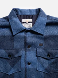 Surchemise en laine et matières recyclées | bleu à carreaux 