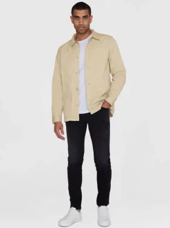Surchemise en sergé de coton bio | beige "chuck twill overshirt light feather gray"