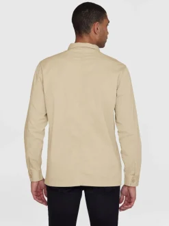Surchemise en sergé de coton bio | beige "chuck twill overshirt light feather gray"