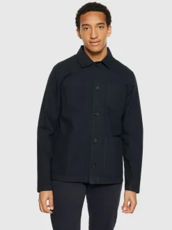 Surchemise en sergé de coton bio | bleu "flannel herringbone overshirt night sky"