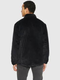 Surchemise en velours de coton bio | noir "stretched 8 wales corduroy overshirt black jet"