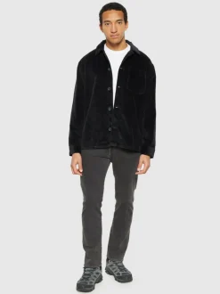 Surchemise en velours de coton bio | noir "stretched 8 wales corduroy overshirt black jet"
