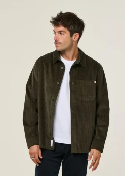 Surchemise velours en coton bio | vert "cord casual shirt organic cotton - dark green"