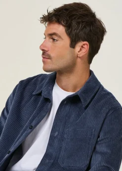 Surchemise velours en coton bio | bleu "cord casual shirt organic cotton - stone blue"