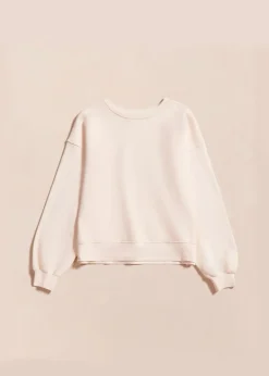 Sweat brodé en coton bio | crème "sweat cœur solaire femme avec coudières "