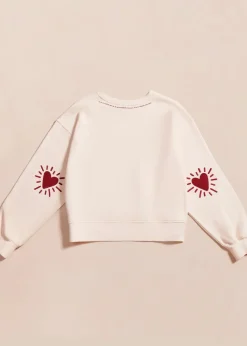 Sweat brodé en coton bio | crème