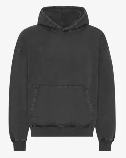 Sweat à capuche oversize en coton bio | noir délavé "faded black"