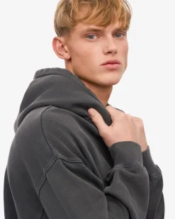 Sweat à capuche oversize en coton bio | noir délavé "faded black"