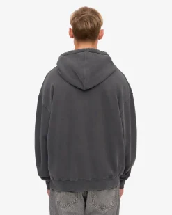Sweat à capuche oversize en coton bio | noir délavé 