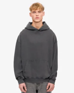 Sweat à capuche oversize en coton bio | noir délavé 