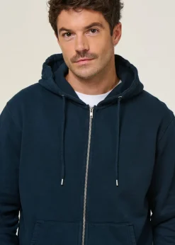 Sweat à capuche zippé en coton bio | marine "navy blue"