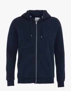 Sweat à capuche zippé en coton bio | marine 