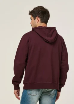 Sweat à capuche zippé en coton bio | bordeaux "oxblood red"