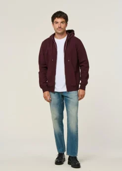 Sweat à capuche zippé en coton bio | bordeaux 