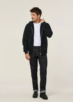 Sweat à capuche zippé en coton bio | noir "deep black"