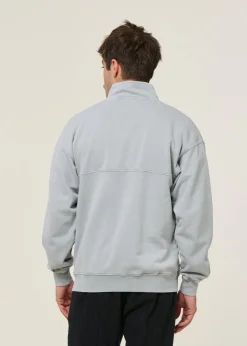 Sweat col zippé en coton biologique | gris "organic quarter zip - faded grey"