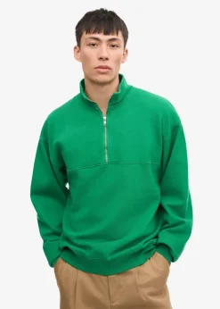 Sweat col zippé en coton biologique | vert 