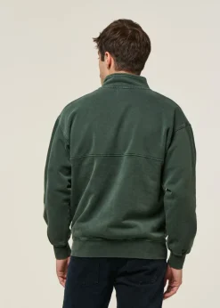 Sweat col zippé en coton biologique | vert 