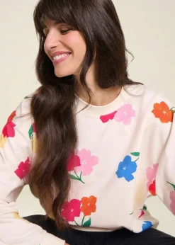 Sweat en coton bio | beige "swann anémones bouquet"